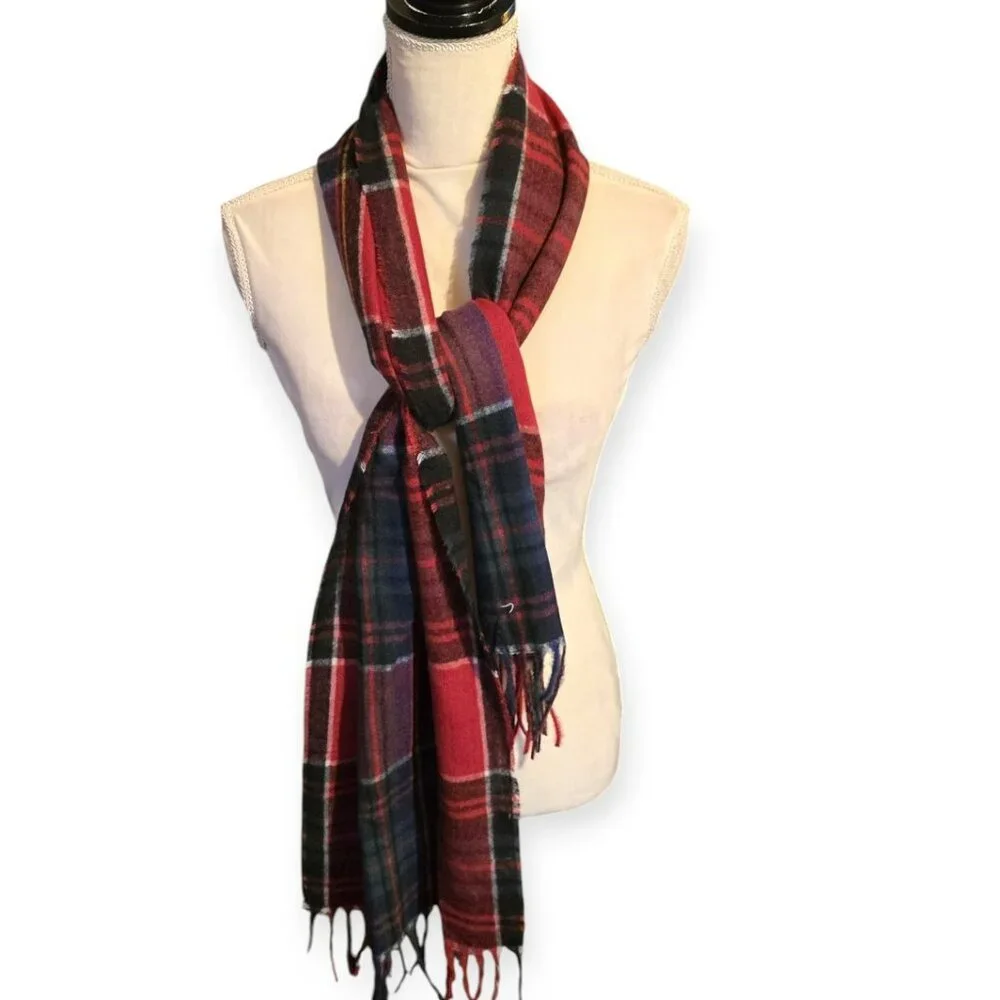 Style‎ & Cp Red and Black Plaid Tartan Scarf - NWOT